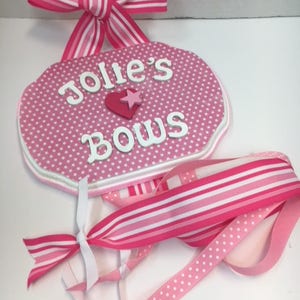 Pink and White  Bow Holder