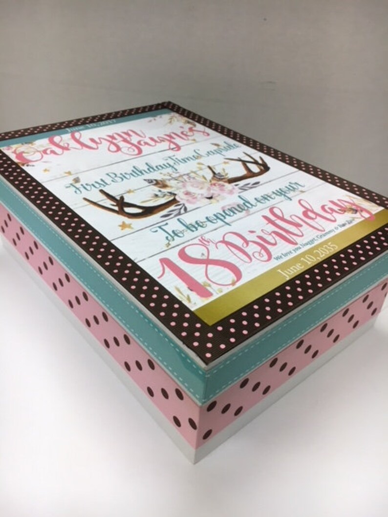 1st Birthday Time Capusule Keepsake Box to match Birthday Invitation image 3