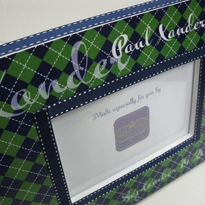 Baby Boy Personalized Argyle Frame NAVY and GREEN image 2