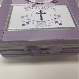 My First Communion Keepsake Box Lavender any colors Girls image 7