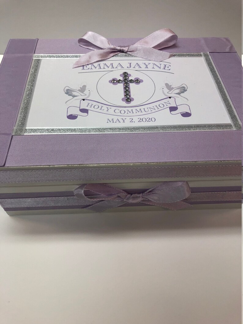 My First Communion Keepsake Box Lavender any colors Girls image 7