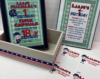 Football 1st Birthday Time Capsule Set - Personalized Keepsake