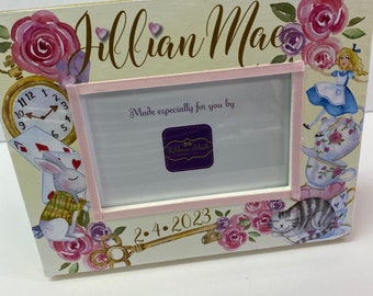 Alice in Wonderland Inspired Frame w Birthdate