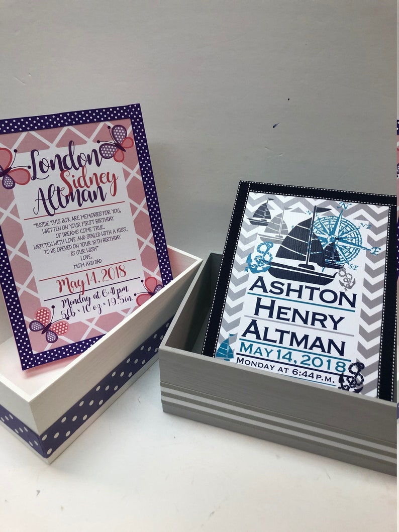 GIFT SET of Twins Keepsake Boxes Personalized With Birth Etsy