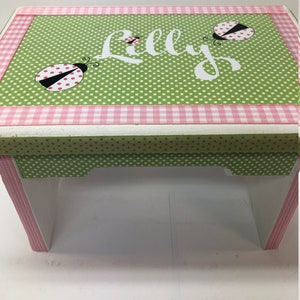 Ladybug Personalized Sturdy Stool Time Out or Name image 2