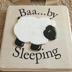 Baby Lamb Nursery Door Hanger-Baby Sleeping