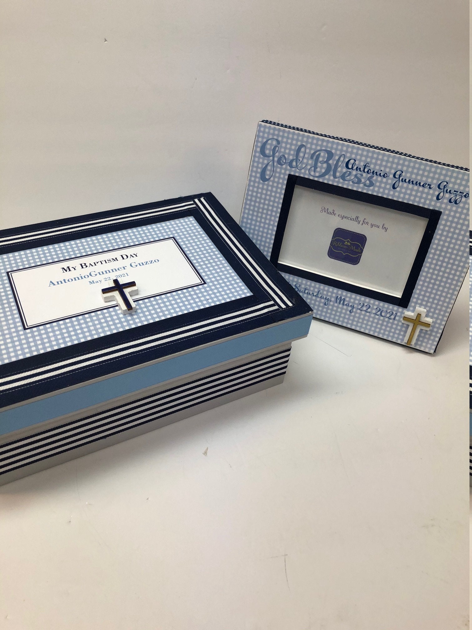 Baptism Christening Keepsake Box and Frame Set Boy or Girl Etsy