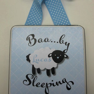 Baa....by Lamb Sleeping Pillow Nursery Door Hanger-Baby Sleeping with Name or Initials