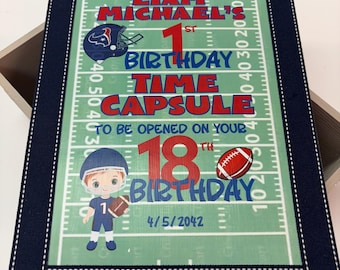 Football Theme 1st Birthday Time Capsule - Any team!