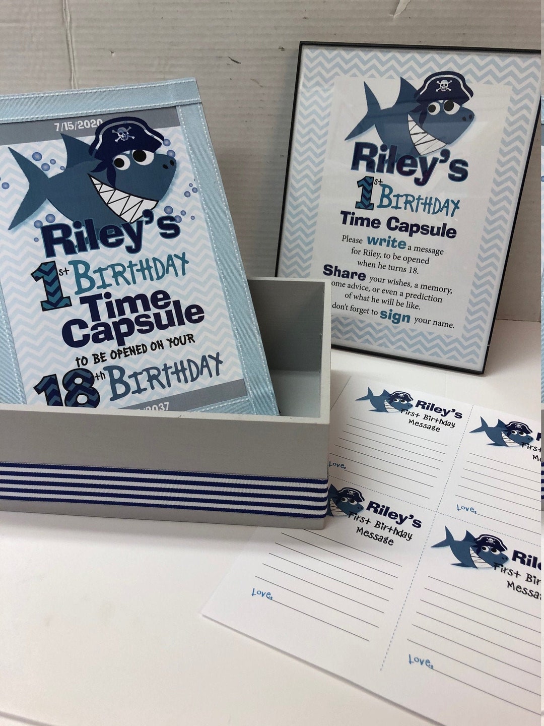 Little Pirate Shark Theme 1st Birthday Time Capusule Keepsake Etsy