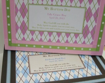 Argyle Twin  GIFT SET for Baptism / Christening Keepsake Boxes