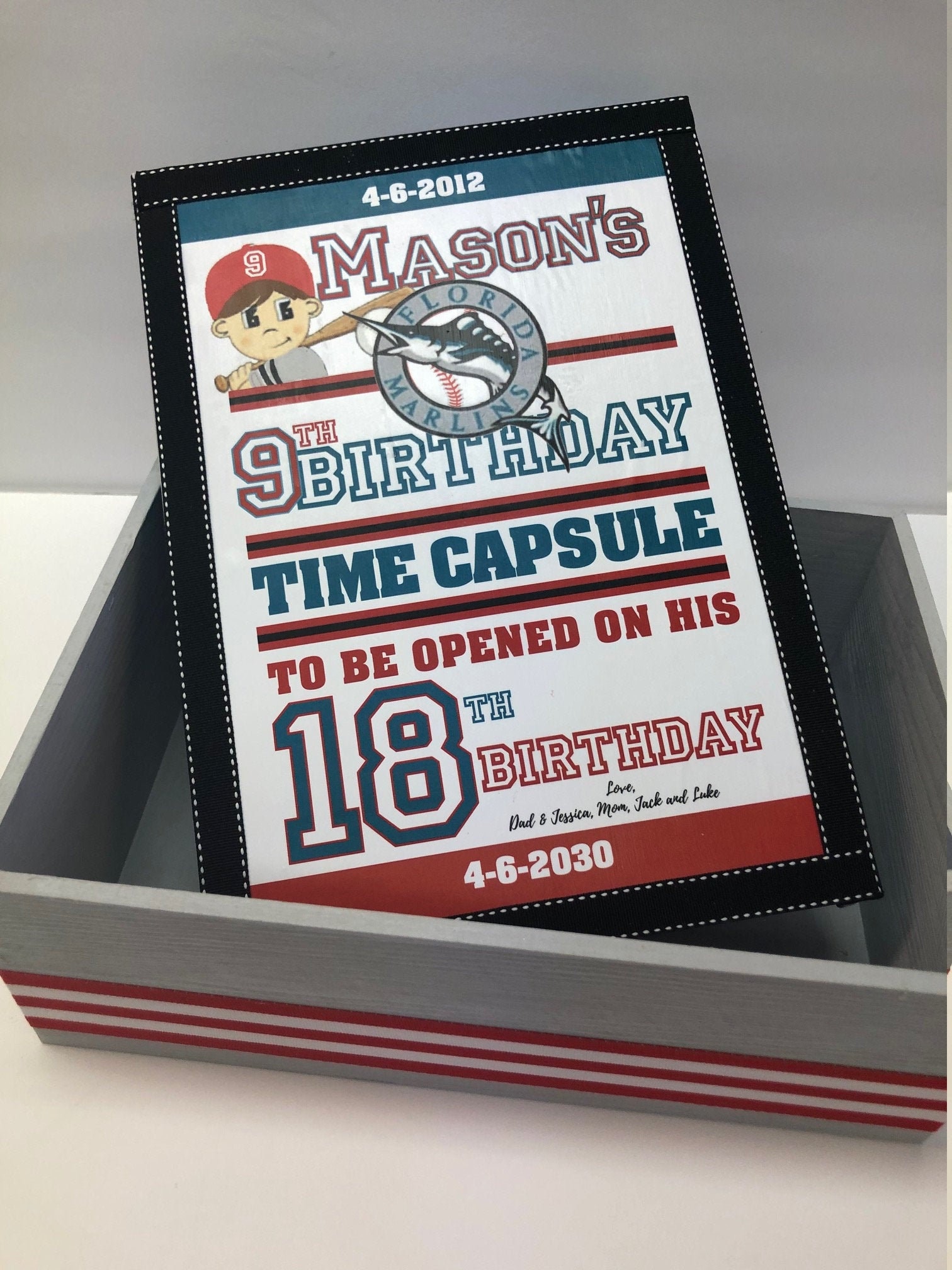 Tema de béisbol 1er cumpleaños tiempo capusule recuerdo caja | Etsy