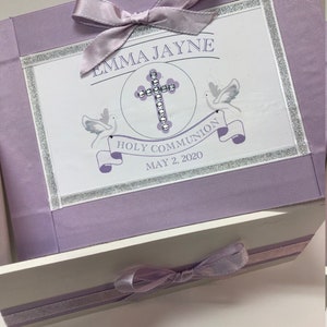 My First Communion Keepsake Box Lavender any colors Girls image 5