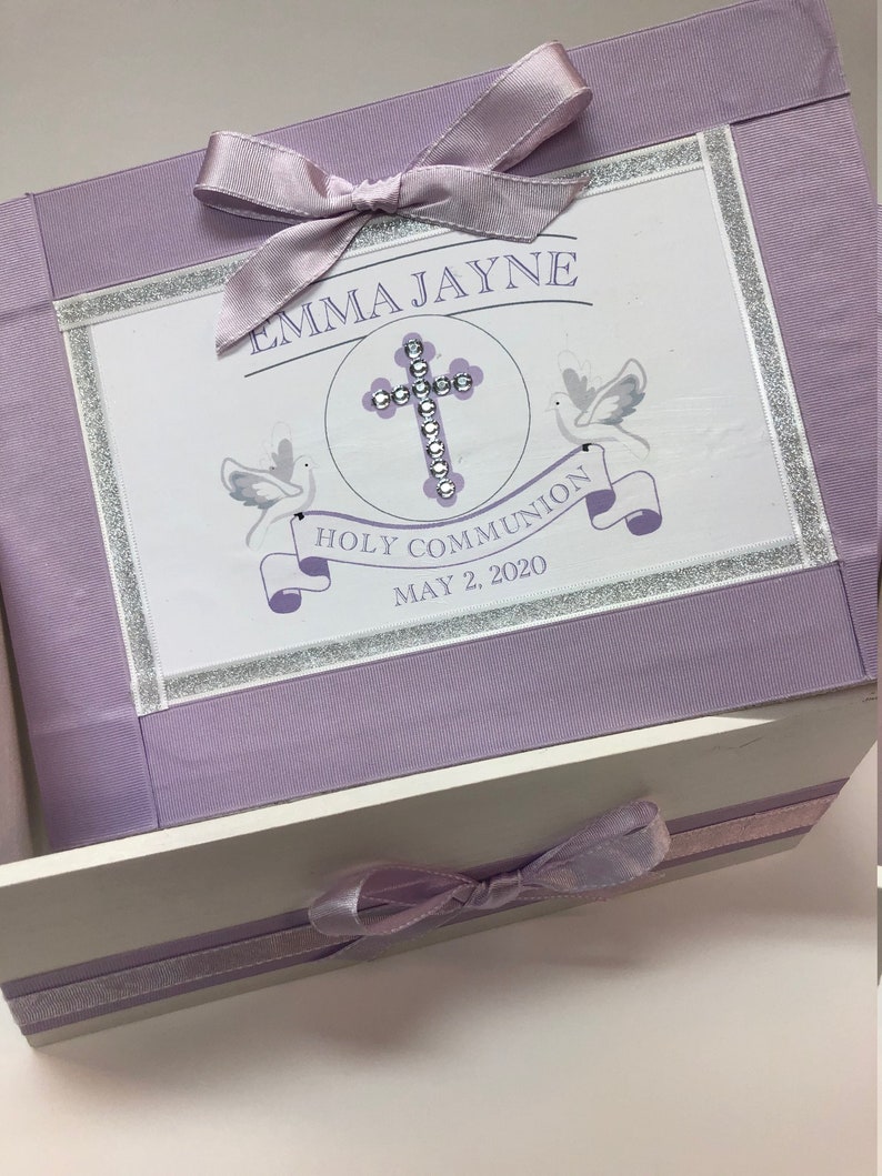 My First Communion Keepsake Box Lavender any colors Girls image 5