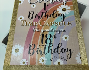 1st Birthday Time Capsule  -Rainbow and Daisies