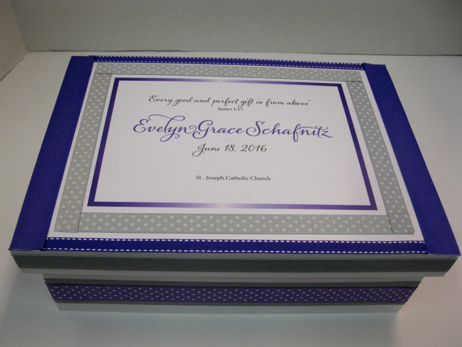 Girl Baptism/Christening Keepsake Box Purple and Gray Etsy