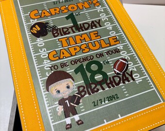 Football Theme 1st Birthday Time Capsule - Any team!