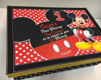 Mickey Mouse 1st Birthday Time Capusule Keepsake box -CUSTOM  Mickey Mouse Theme