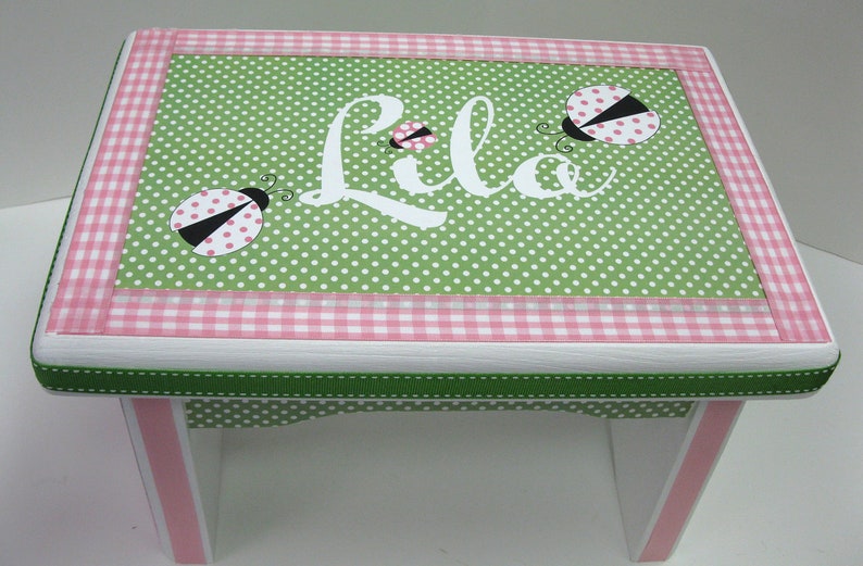 Ladybug Personalized Sturdy Stool Time Out or Name image 3