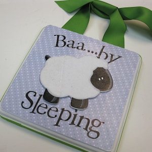 Baby Lamb Nursery Door Hanger-Baby Sleeping