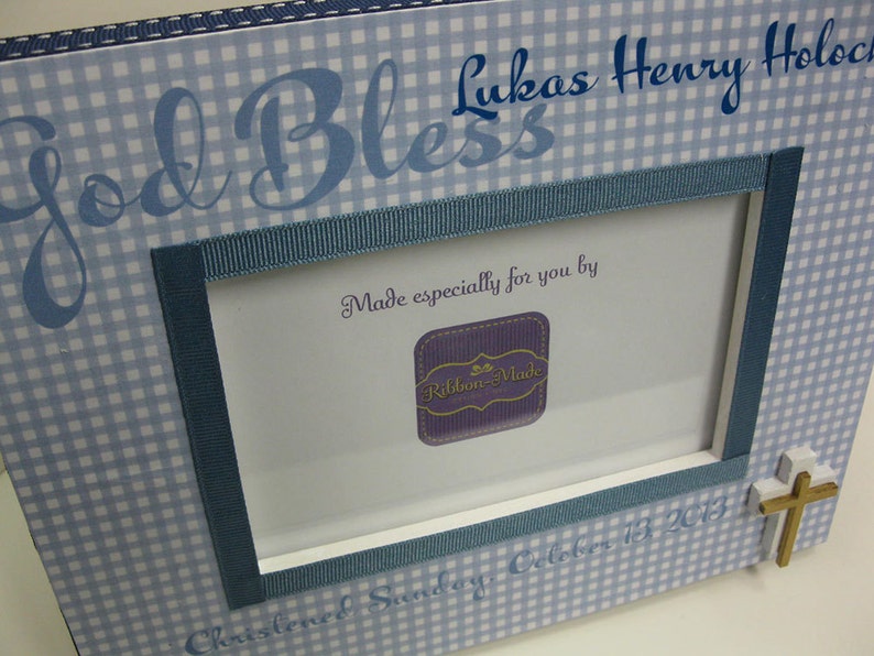 thumbnail image 2 of Baby Boy Baptism Photo Frame - Traditional Cradle Design For Christening Memories 2 of 11
