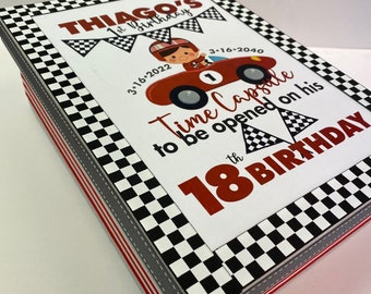 Race Car Themed 1st Birthday Time Capusule Keepsake Box