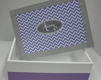 Girls Chevron Keepsake Box- your color choice