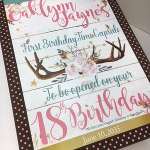 1st Birthday Time Capusule Keepsake Box to match Birthday Invitation image 2