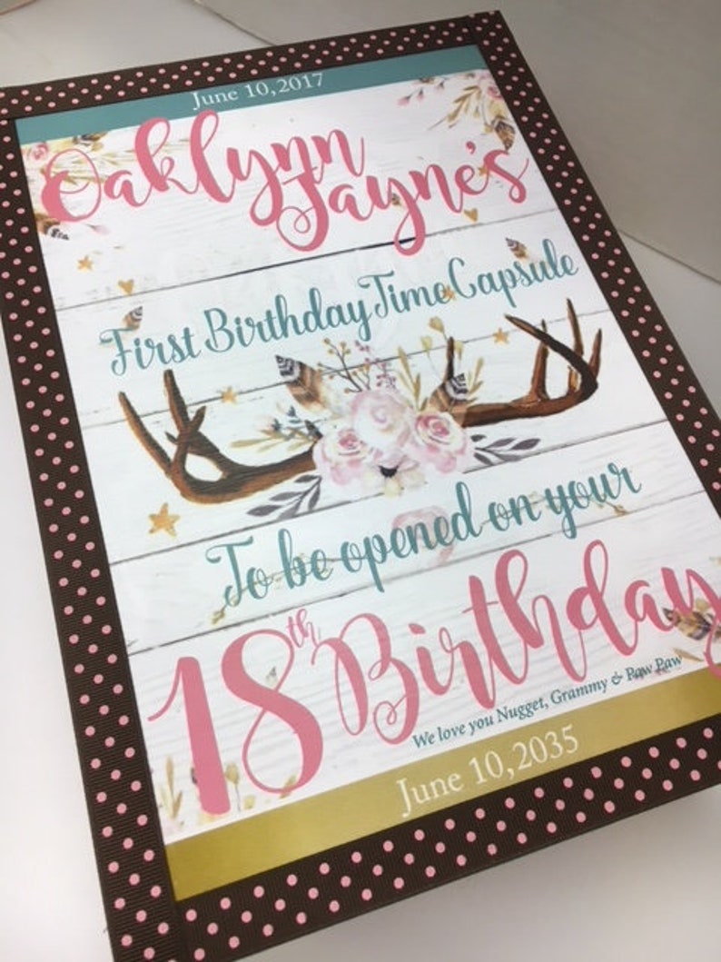 1st Birthday Time Capusule Keepsake Box to match Birthday Invitation image 2