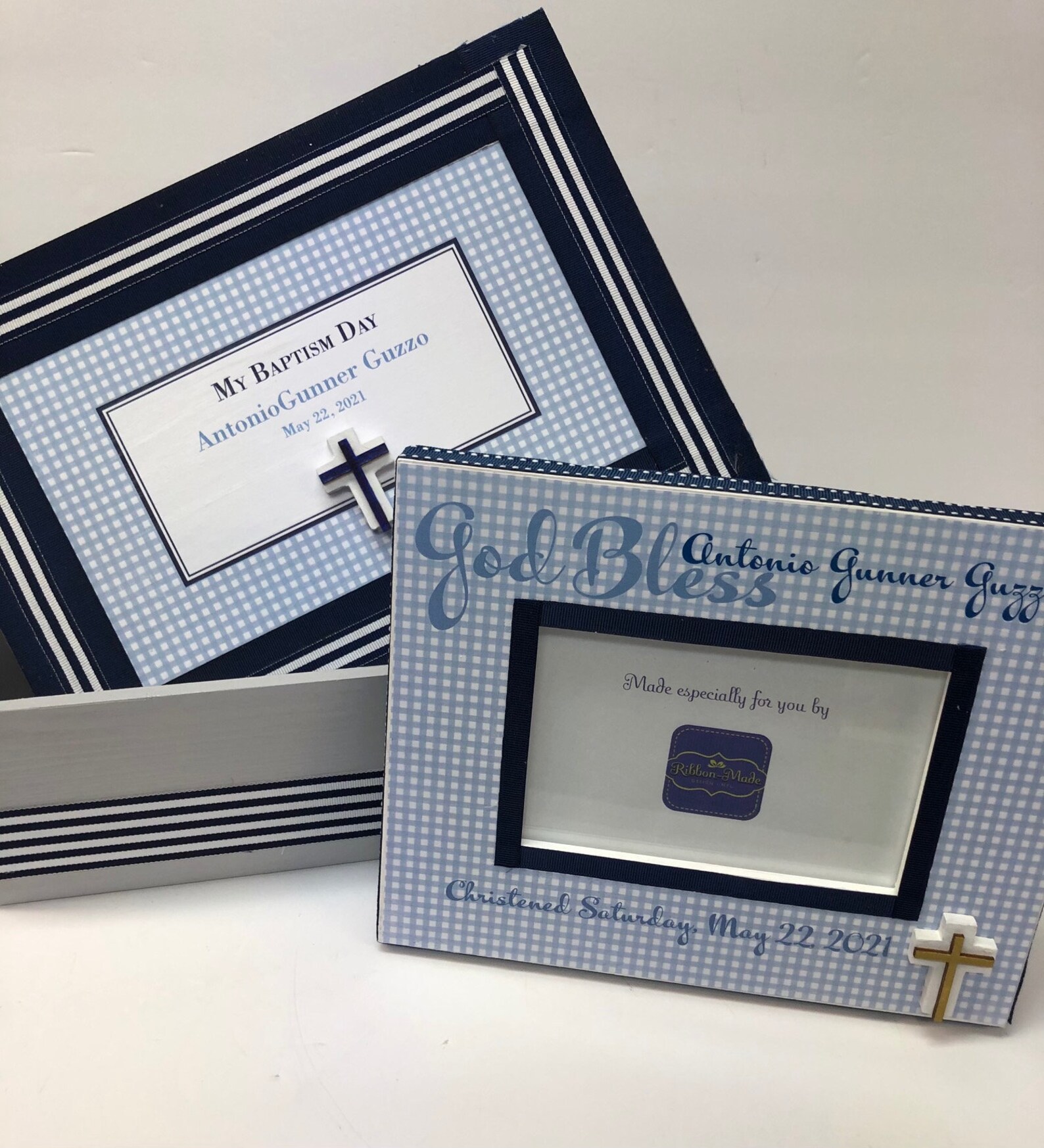 Baptism Christening Keepsake Box and Frame Set Boy or Girl Etsy