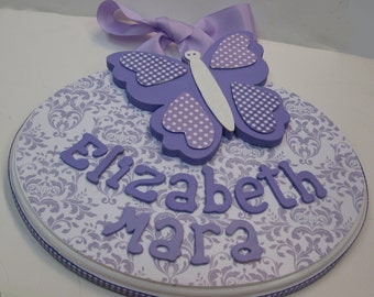 Childs Room Name Plaque-Butterfly Lavender