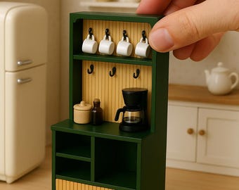 3D Printable Miniature Coffee Station I Modern Dollhouse Furniture 1/12 Scale