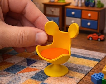 STL File-1:12 Scale Mickey Armchair / Couch - Miniature Dollhouse Furniture