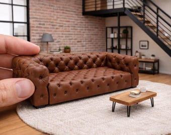 1:12 Scale Chesterfield Sofa STL File – Tufted Dollhouse Furniture (Digital Download)