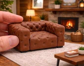 1:12 Scale Chesterfield Armchair STL File – Tufted Dollhouse Furniture (Digital Download)