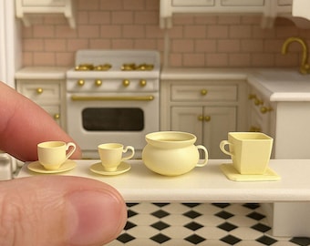 Miniatur Tee-Set im Maßstab 1:12 STL-Datei - Puppenhaus Küche (Digitale Datei)