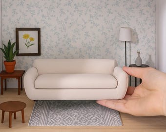 STL File-1:12 Scale Modern Sofa / Couch - Miniature Dollhouse Furniture