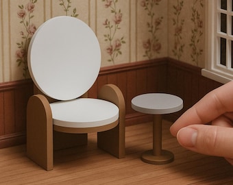 STL File - 1/12 Scale Modern Armchair STL for Dollhouses and Miniature Projects