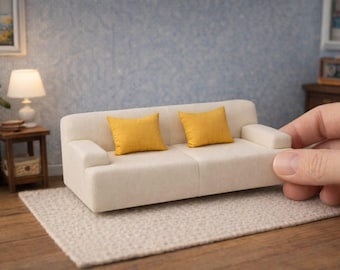 STL File-1:12 Scale Modern Sofa / Couch - Miniature Dollhouse Furniture