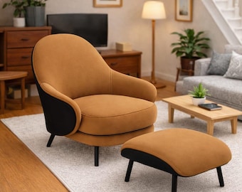 1:12 Scale Mid-Century Modern Lounge Chair Ottoman (STL File)