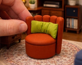 STL File-1:12 Scale Modern Armchair / Couch - Miniature Dollhouse Furniture