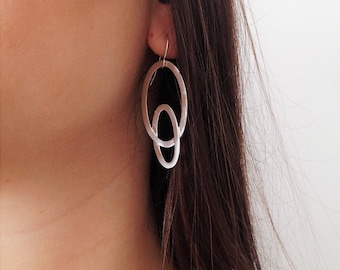 925 Silver Earrings, 925 Dangle Earrings, Geometric Earrings, Woman's Dangle Earrings, Unique Earrings, Elegant Earrings, Statement Earrings