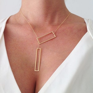 Geometrische Halskette-Rechteck-Schmuck-Fun Schmuck-Moderner Schmuck-Geometrischer Schmuck-Geschenk für sie-Art Schmuck