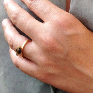 Black cz ring, band ring, Minimal gold ring, Engagement Gold ring, Minimalist jewelry, Stacking rings, Wedding ring