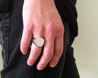 Signet Ring For Men, Square Ring, Silver Ring, Ring For Men, Statement Ring, Large Silver Ring, Square Ring Silver, Personalized Signet Ring