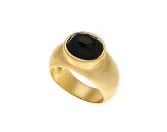 Gold Ring, Signet ring, Onyx Ring, graduation ring, black stone ring, Statement Ring, Unique Ring, Large Gold Ring, gemstone ring, wide ring