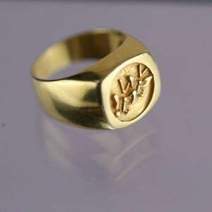 14K Solid Gold Signet Butterfly Ring image 2