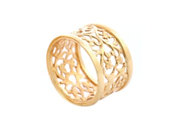 Filigree Ring, Textured Ring, Gold Filigree Jewelry, Plated Filigree Jewelry, Delicate Ring, Lace Ring, Boho Filigree, Pattern Ring