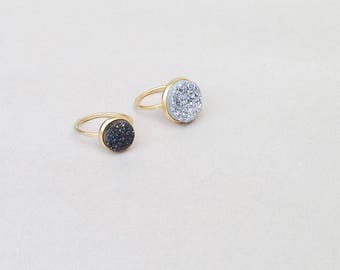 Druzy Ring, Sterling Silver Ring, 14K Gold Plated Ring, Druzy Jewelry, Quartz Ring, Statement Ring, Stone Ring, Cocktail Ring, Healing Ring