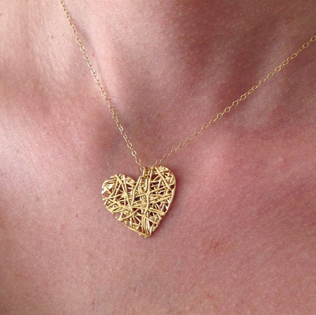 Gold Heart Necklace Heart Necklace Gold Necklaces Love - Etsy